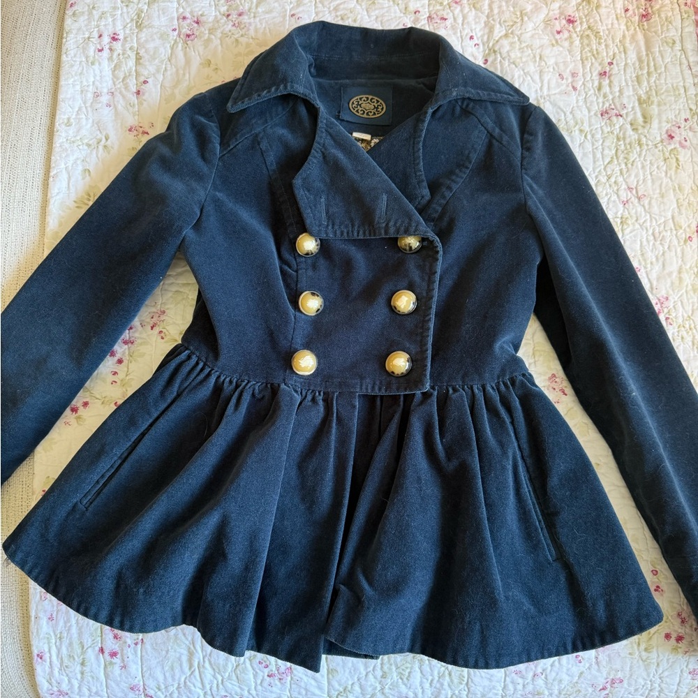 Navy Double-Breasted Peacoat with Gold Buttons - anthropologie a line